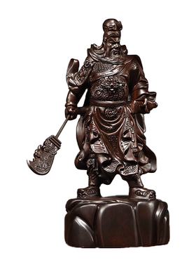 黑檀木雕武财神关公像公司开业送礼品摆件大号家居客厅装饰工艺品