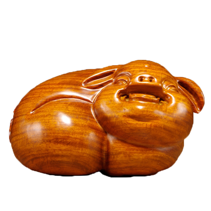摆件实木质生肖猪家居客厅工艺品