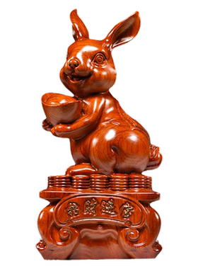 雕刻客厅兔子陈古花梨木