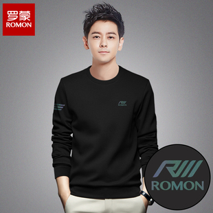 罗蒙品牌卫衣大码 2025新款 卫衣男士 春秋款 宽松圆领无帽长袖 Romon