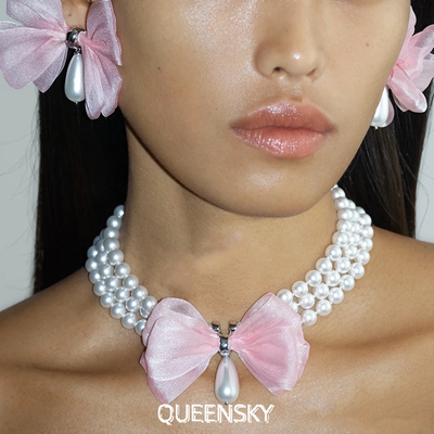USELESSOBJECTS优优璐同款多层珍珠手工蝴蝶结项链轻奢高级锁骨链