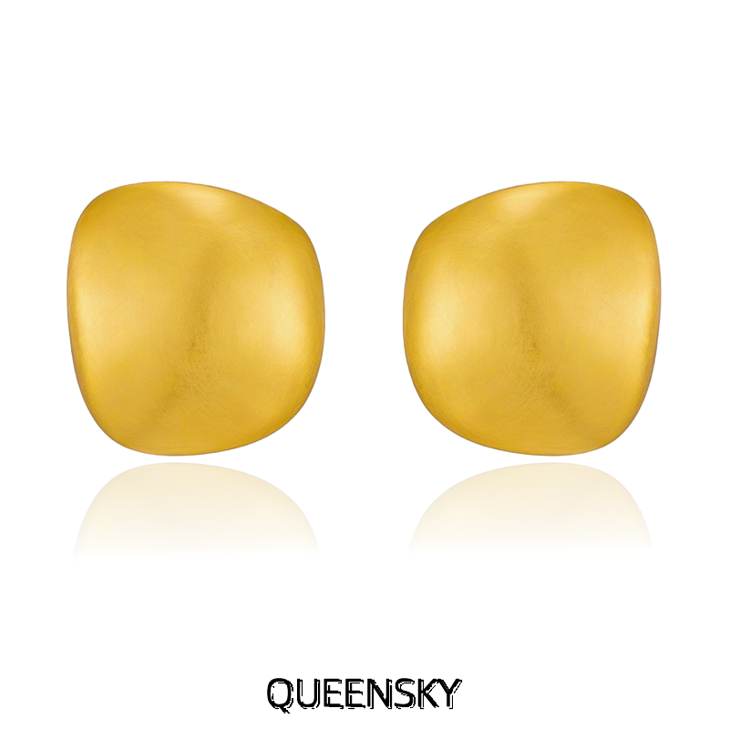 欧美小众设计不规则几何金属拉丝耳环夸张大号磨砂耳环简约时尚女