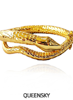 个性小众Au*elieBid*rmann金蛇手镯复古简约重工百搭夸张欧美手环