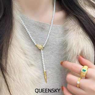 蛇年新款小众设计灵蛇珍珠项链女气质时尚轻奢绿蛇高级感锁骨链潮