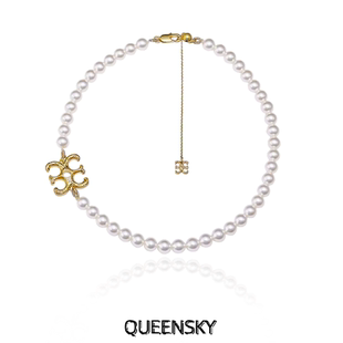 圆心珍珠搭配镀金吊坠项链轻奢高级感毛衣链百搭时尚锁骨链叠戴