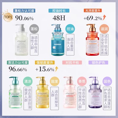 日本claynal蓬派洗发水白泥玫瑰薄荷樱花氨基酸控油蓬松无硅油