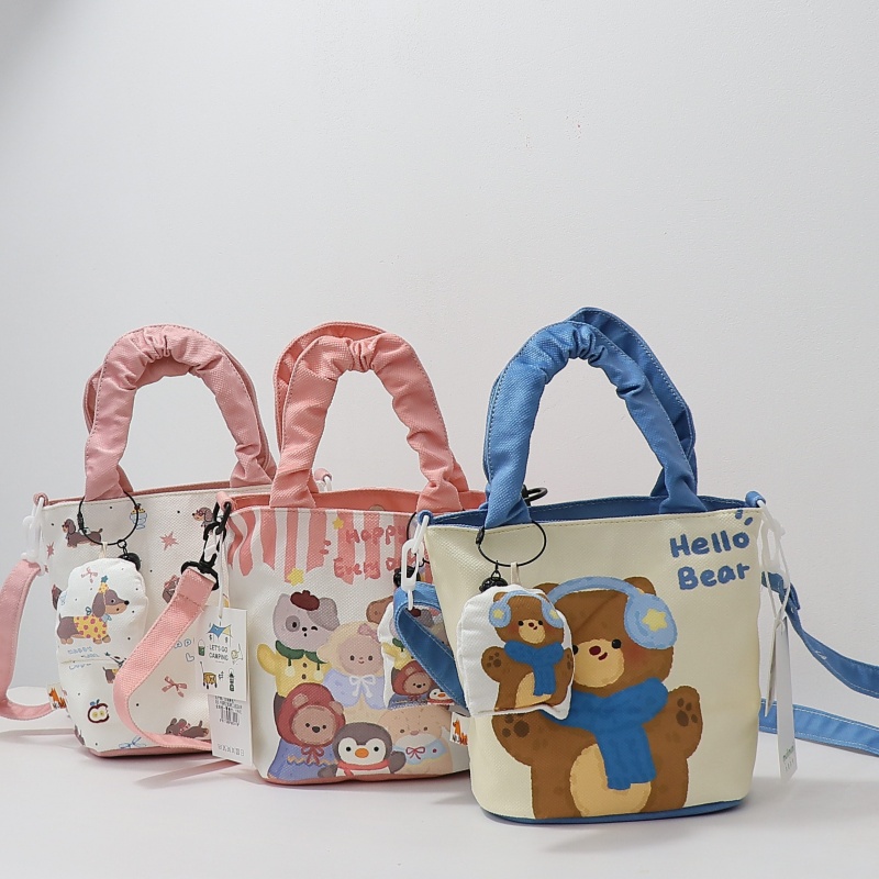 斜跨单根上班饭盒卡通休闲水桶形