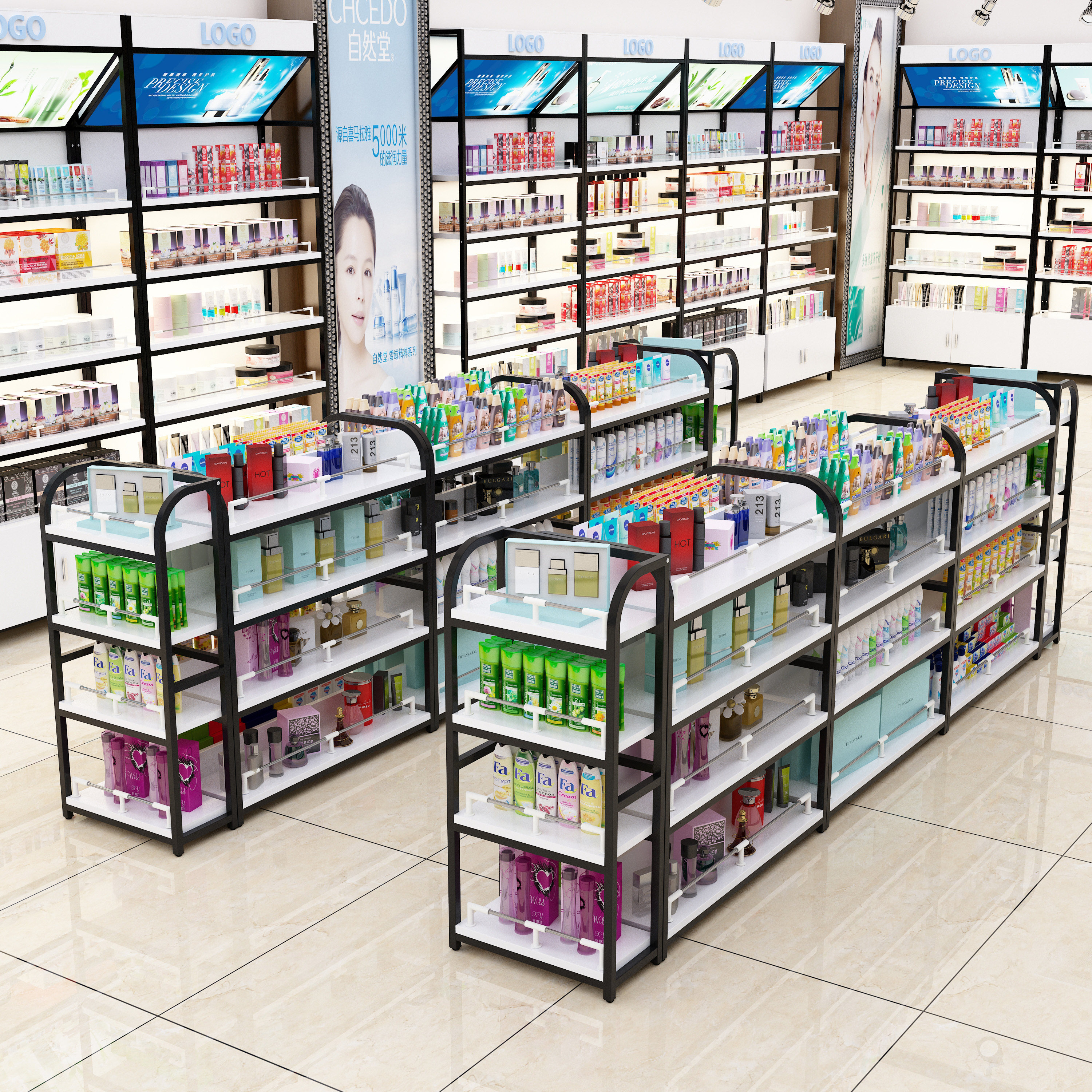 超市货架便利店母婴店化妆品店中岛护肤品多功能自由组合文具展架