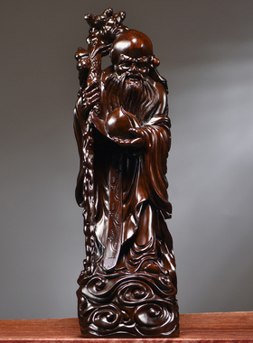 木雕寿星公像摆件实木寿仙装饰