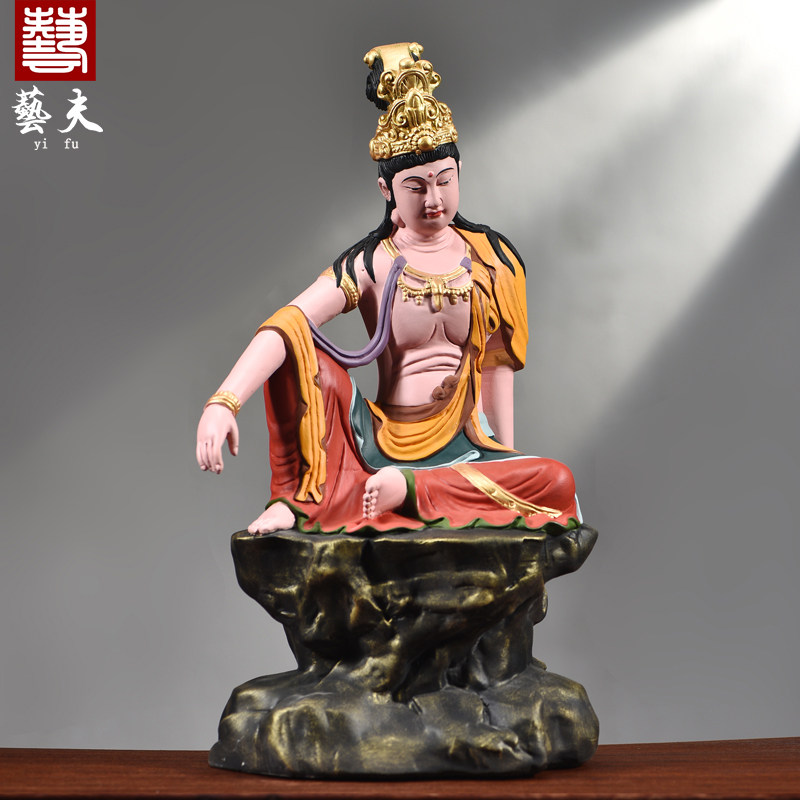 实木雕刻自在观音菩萨佛像摆件