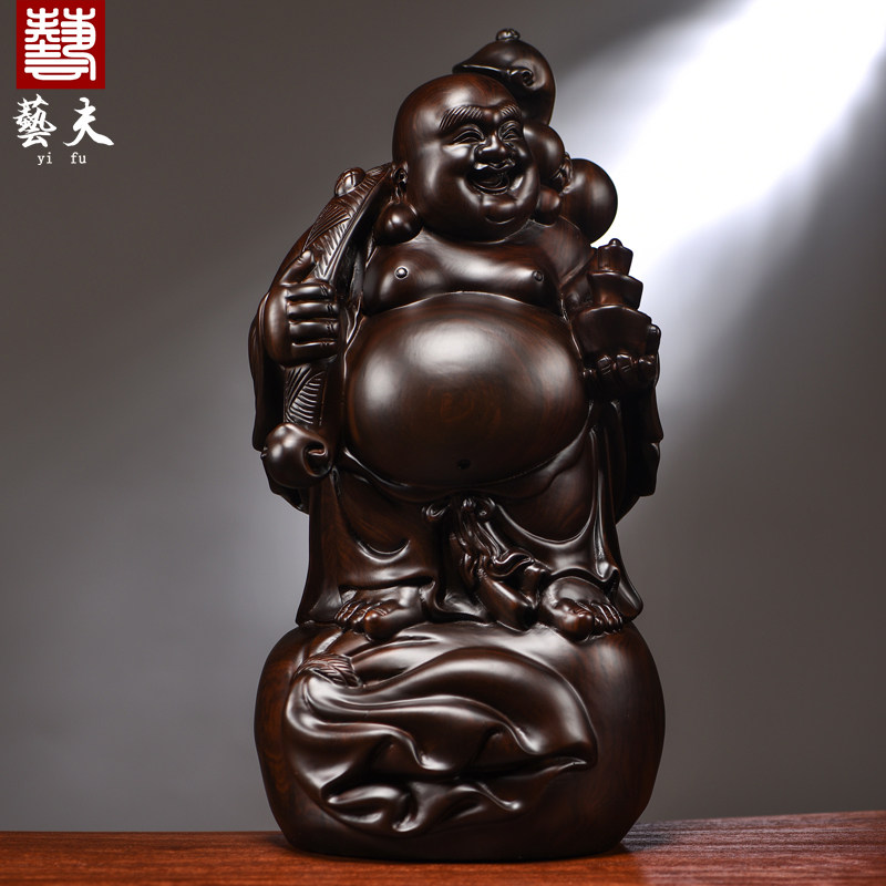黑檀木雕弥勒佛像摆件实木笑佛