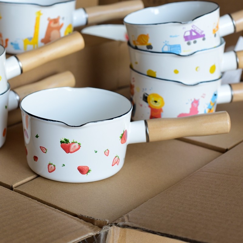 日式搪瓷迷你珐琅奶锅宝宝辅食无涂层锅电磁炉燃气灶煮面膜煮中药