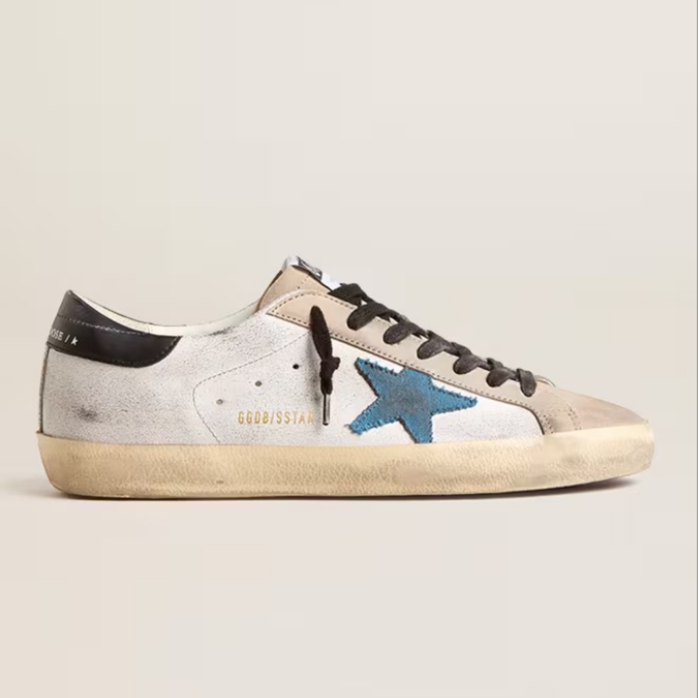 好鞋定制 做旧小脏鞋 白色蓝星帆布 黑尾 百搭男鞋女鞋情侣款板鞋