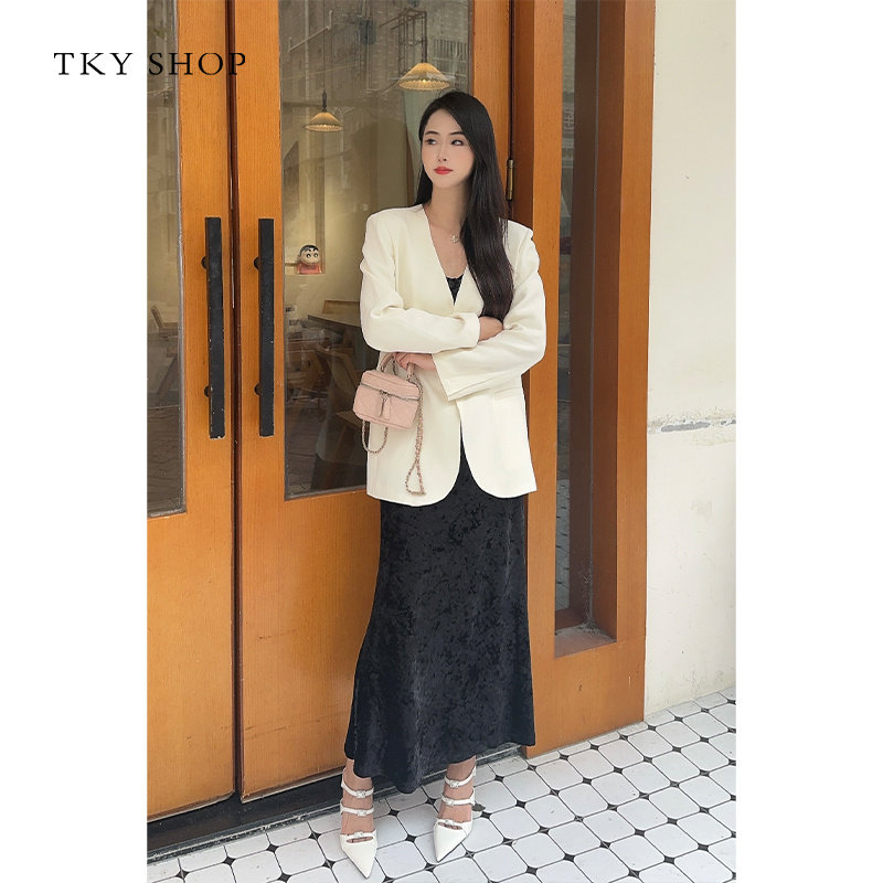TKY SHOP女士时尚简约V领西服西装便西10H1CA06C005