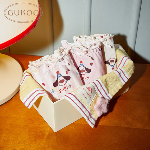 Gukoo/果壳春夏轰轰小狗印花木耳边三角裤女士内裤725027821G01