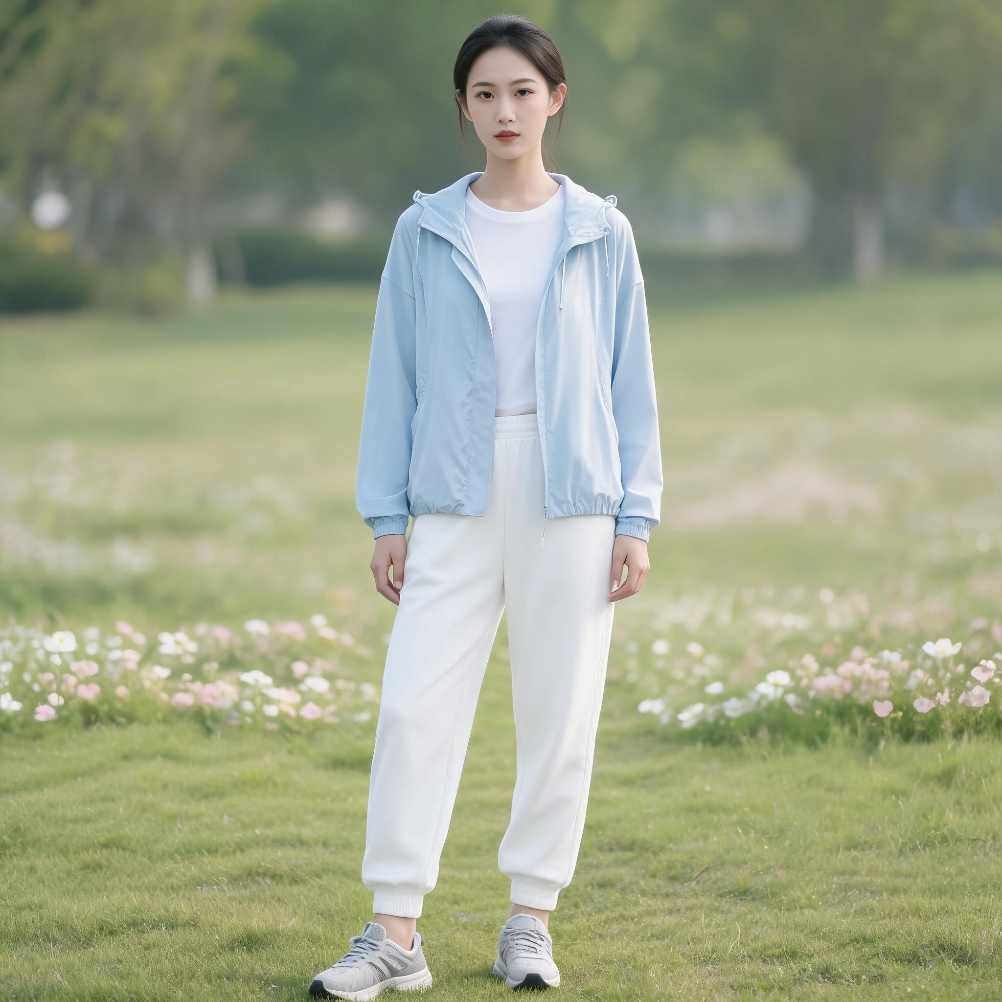 玖姿浅灰连帽休闲短外套多场景穿搭上衣JYFX40504