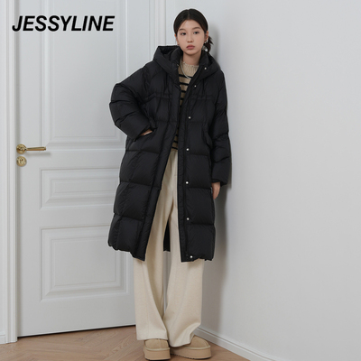 jessyline杰茜莱中长款连帽羽绒服女 443108088