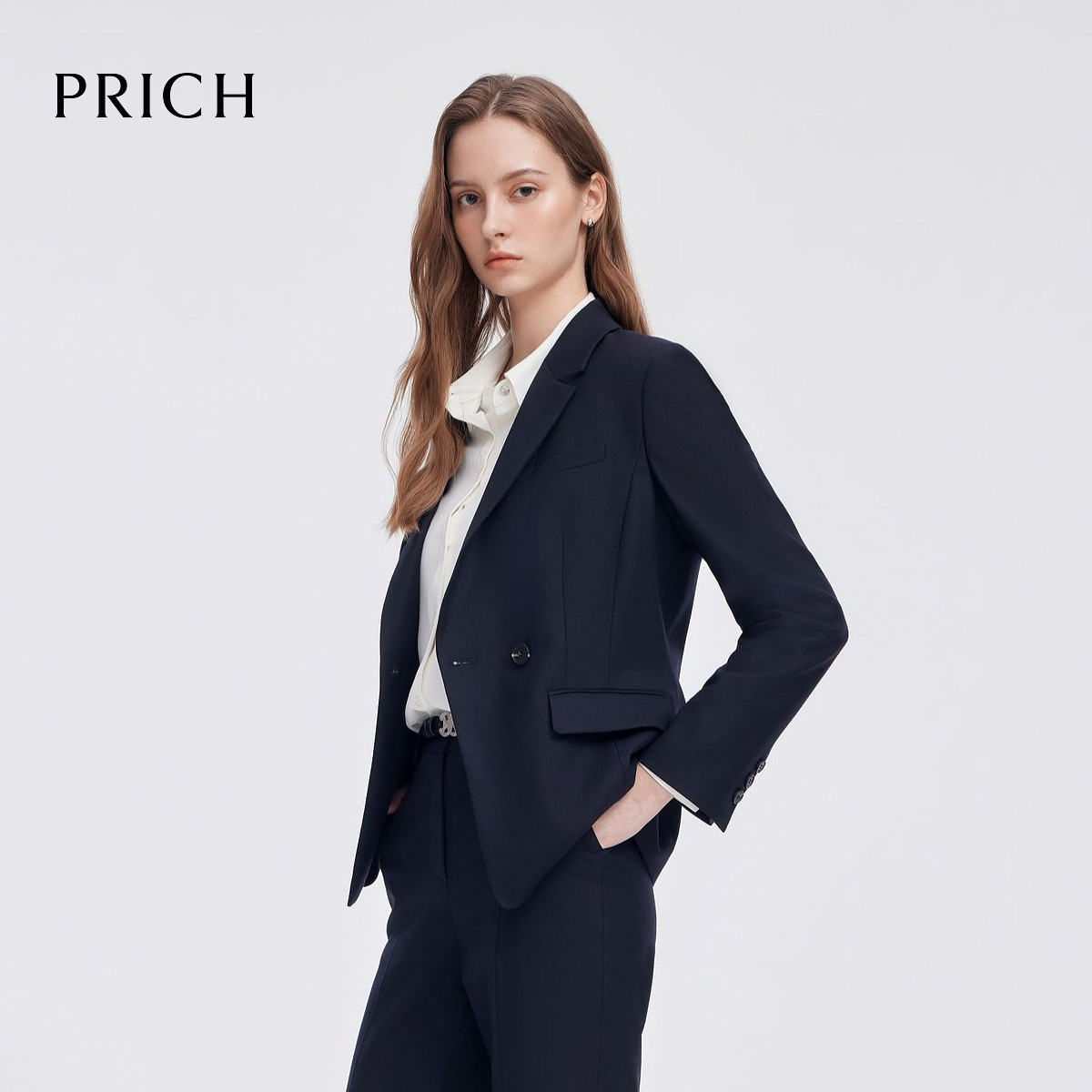 PRICH简约气质平驳领西装2025春季职场通勤正装女PRJKF1106E
