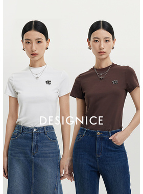 迪赛尼斯 通勤时尚气质 短袖圆领T恤女D24317D7657