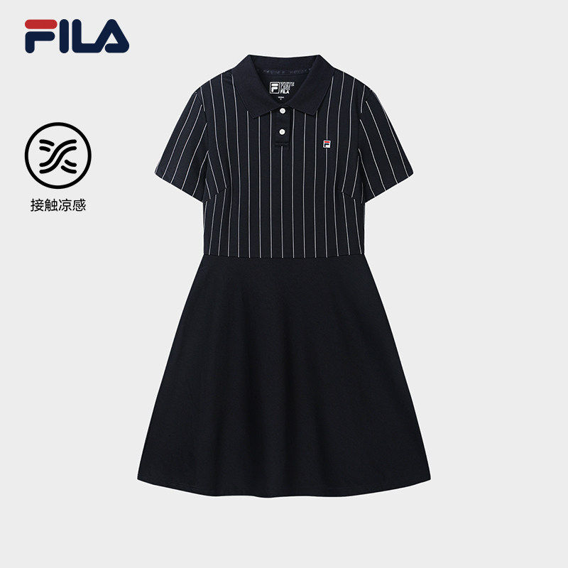 FILA 斐乐官方女子针织洋装2026秋新款时尚休闲POLO裙F51W638303F