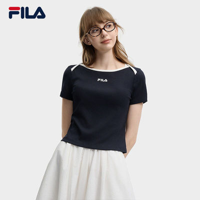 FILA 斐乐官方女子针织短袖衫2026夏季显瘦修身白T恤F11W629105F