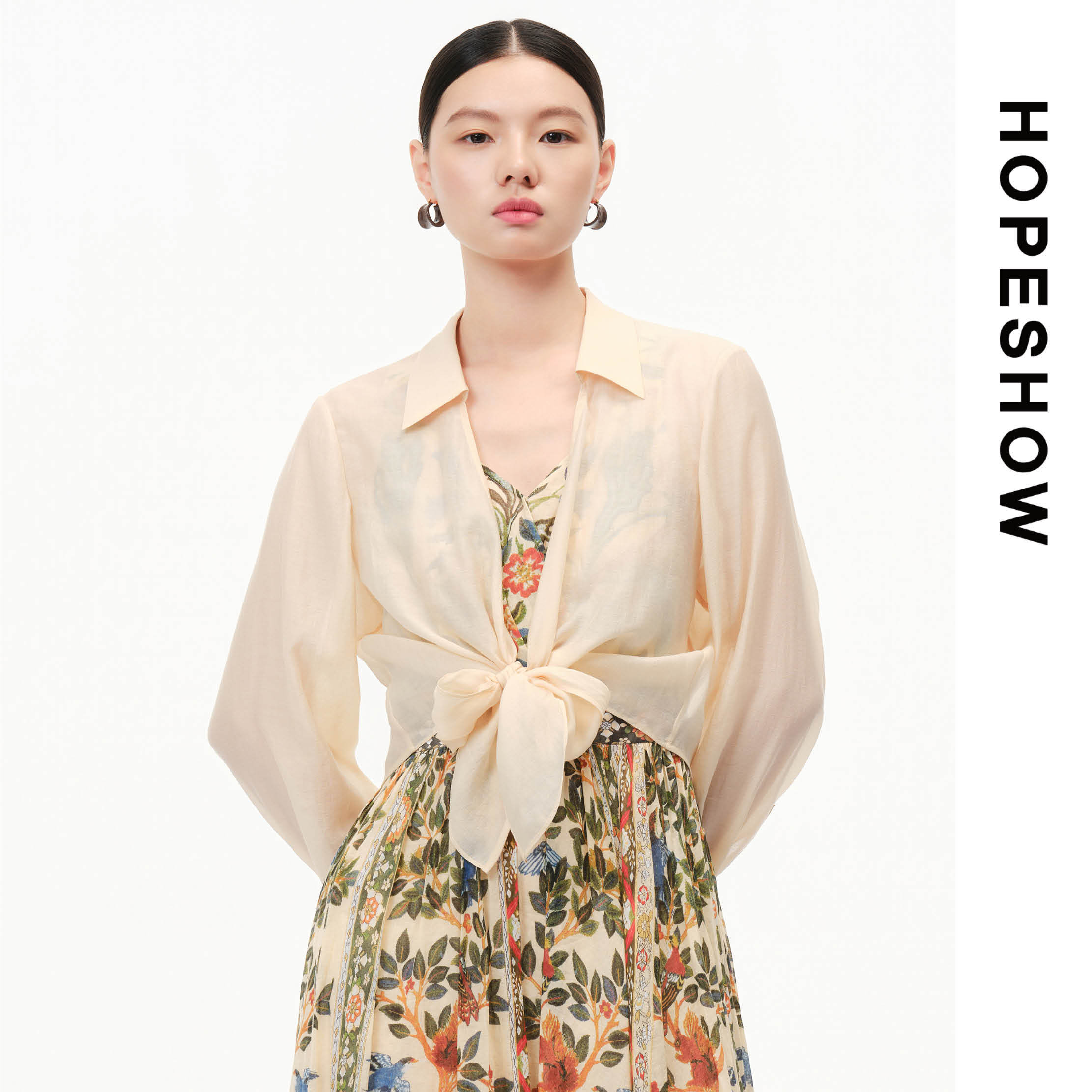 HOPESHOW红袖衬衫