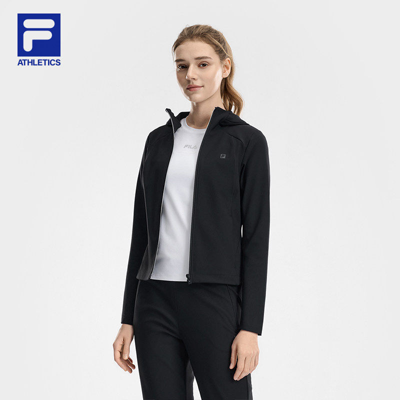 FILA 斐乐官方女士针织连帽外套2026夏新简约修身上衣A11W621503F