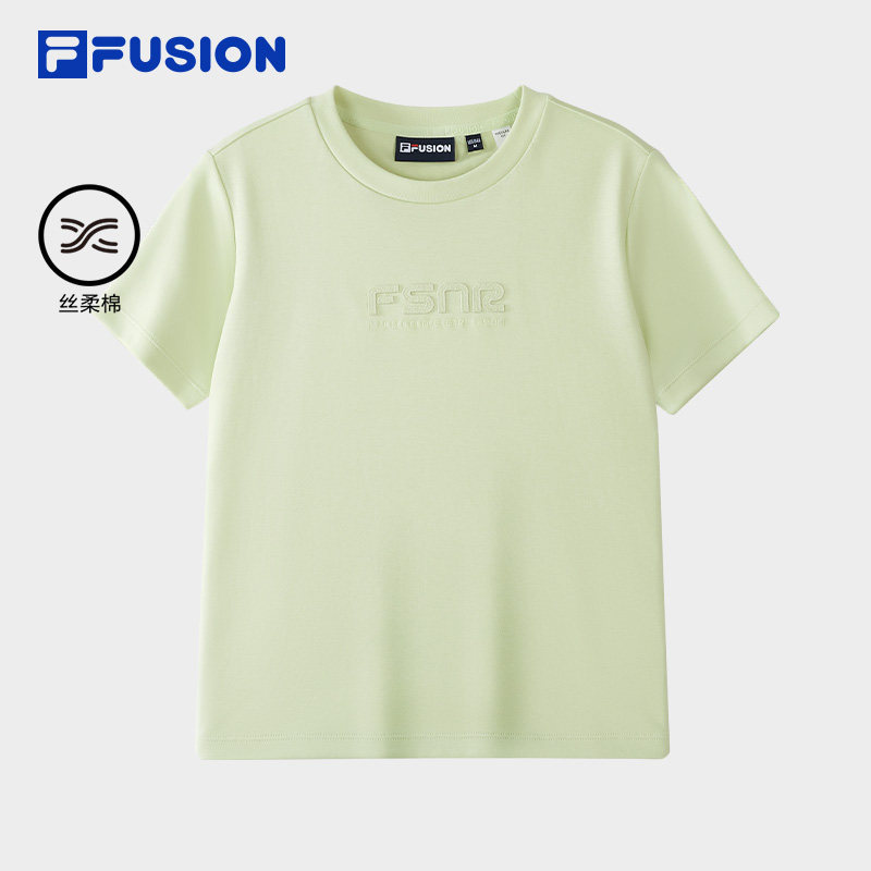 FILA FUSION 斐乐女子针织短袖衫2026新款纯棉圆领T恤T11W635101F