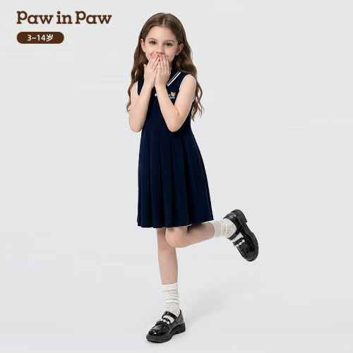 PawinPaw卡通小熊童装26年夏季女童无袖连衣裙PCOMG2521M