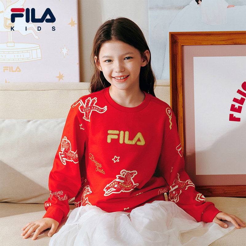FILA KIDS斐乐童装男女童套头卫衣2026春季儿童新年款K12B614209