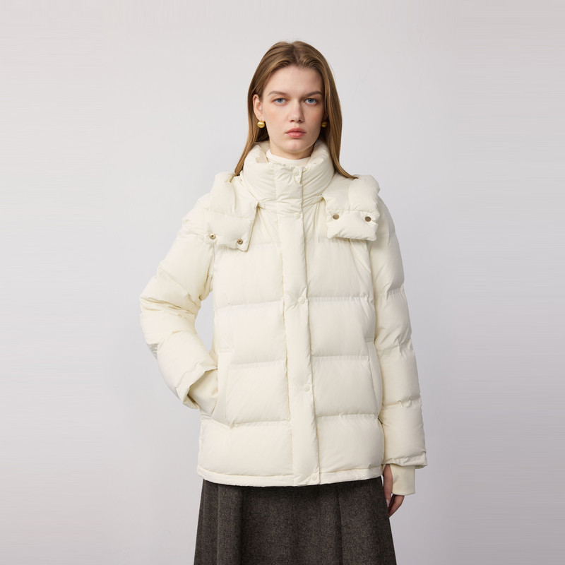 PRICH时尚减龄连帽绗线鹅绒服2025冬季新短款羽绒服女PRJDF4T07M