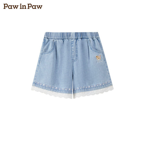 PawinPaw卡通小熊童装26年夏款女童休闲裤牛仔短裤PCTJG2423M