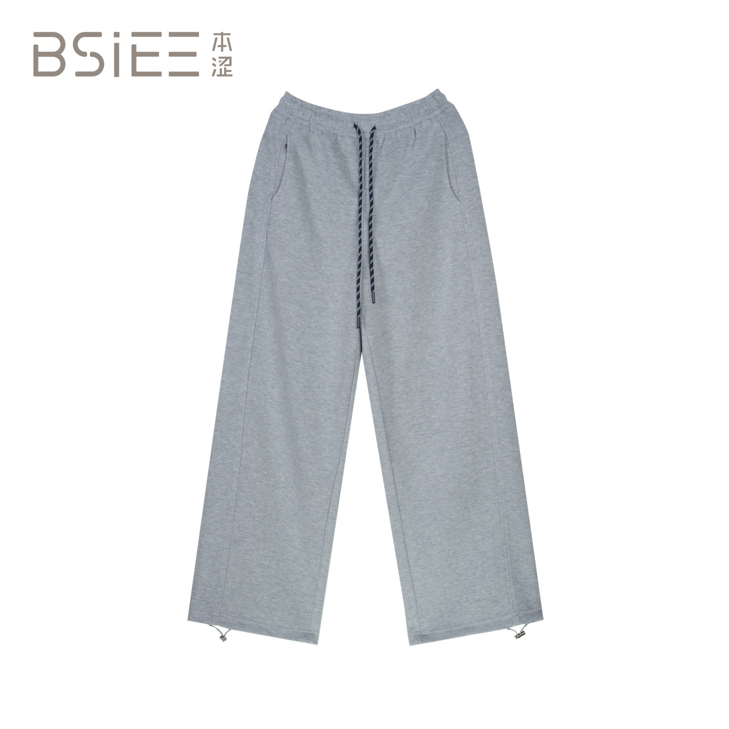 BSiEE本涩慵懒风直筒抽绳阔腿卫裤