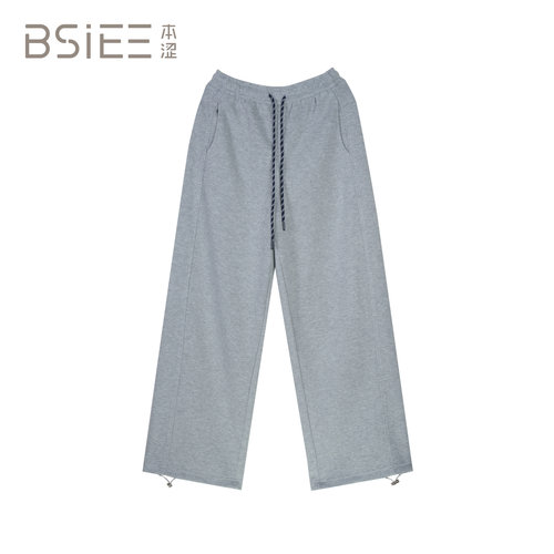BSiEE本涩慵懒风直筒抽绳阔腿卫裤
