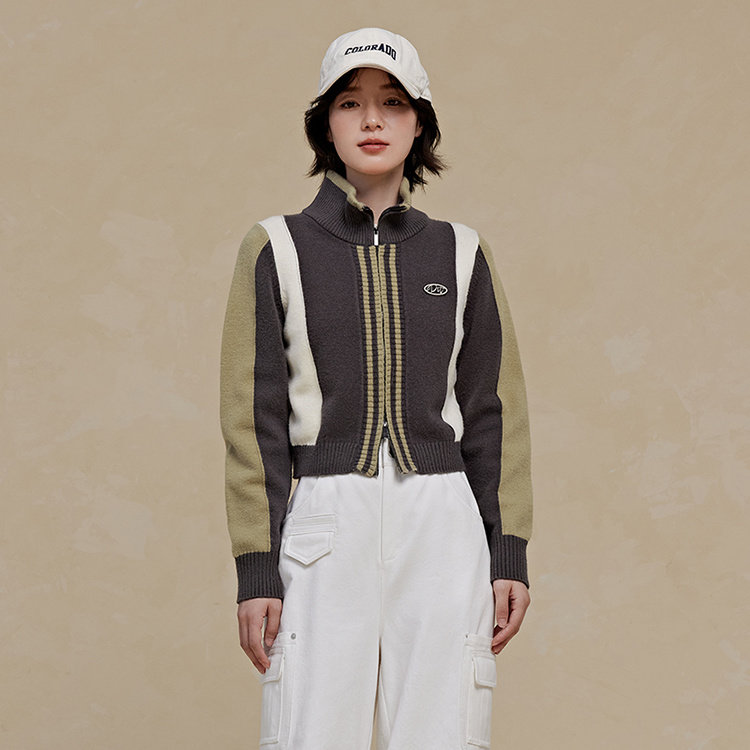 pit复古半高领针织衫女2024冬新毛织开衫-109D440887