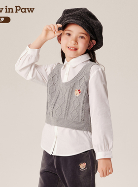PAWINPAW卡通小熊童装2024年早秋女童衬衫两件叠穿PCBAE4922M