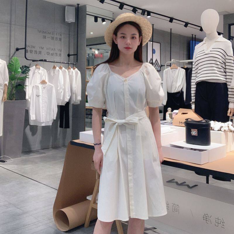 麦檬女士收腰泡泡袖时尚连衣裙5E4192421图片