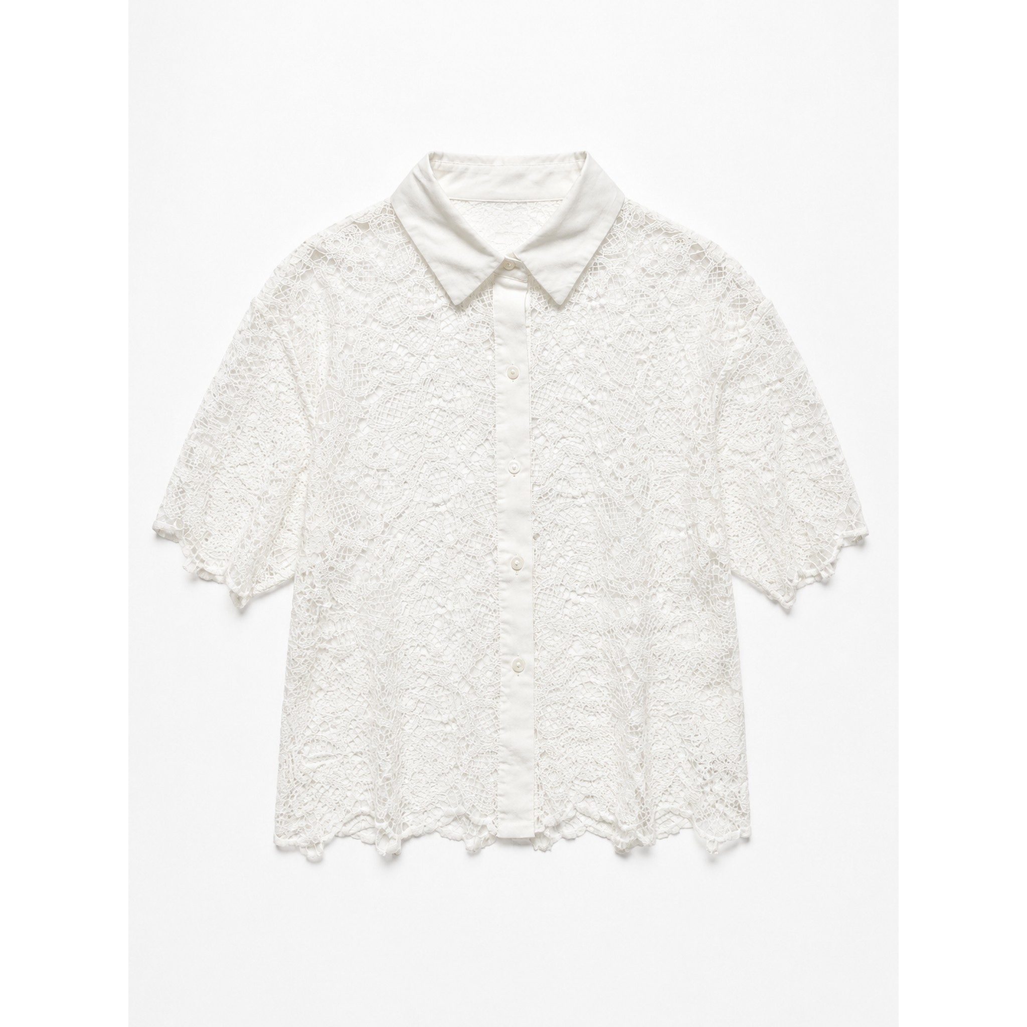 Levi’s李维斯夏季女士BLUETAB时尚蕾丝短袖翻领衬衫006UQ-0000
