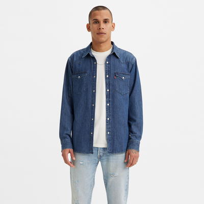 Levi's李维斯情侣蓝色牛仔长袖衬衫85745-0073