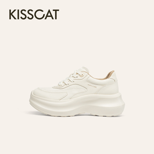 KISSCAT接吻猫[小泡弹]厚26春新小白鞋增高休闲老爹鞋女K76173A-5