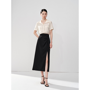 衣香丽影短袖醋酸翻领衬衫940411313