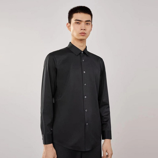 MM麦檬男装新款纯色通勤长袖衬衫9D9320541