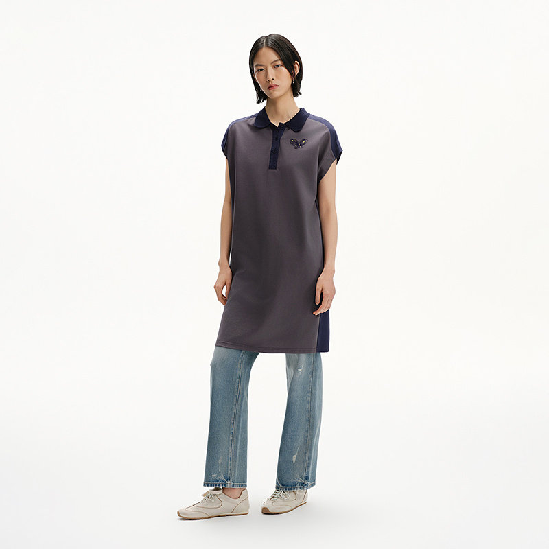 播polo领T恤连衣裙女25夏季新款宽松直筒长裙BDS2LD2451