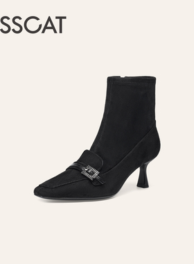 KISSCAT接吻猫[意式老钱]优雅高跟靴25冬新通勤方头女KA65713-12