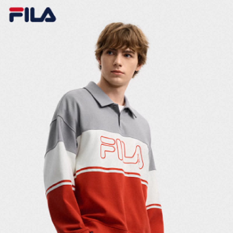 FILA 斐乐男子针织长袖POLO衫2025冬季新款拼色纯棉F11M549209F,运动服/休闲服装,运动POLO衫,淘宝优惠券,粉丝福利购,淘宝优惠卷