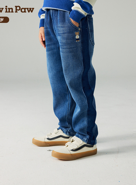 PAWINPAW卡通小熊童装男童牛仔裤休闲加绒长裤宽松PCTJE4V11K