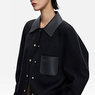 夹克翻领双面毛呢黑金外套E256J0007 式 ERDOS 衬衫
