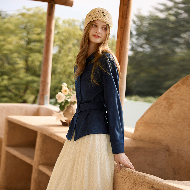 香影收腰衬衫女长袖上衣通勤