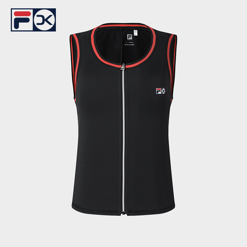 FILA 斐乐女子针织背心2025夏网球运动无袖上衣A11W523115F