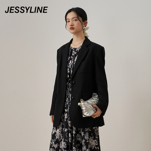 jessyline 杰茜莱黑色中长款西装外套 432207139